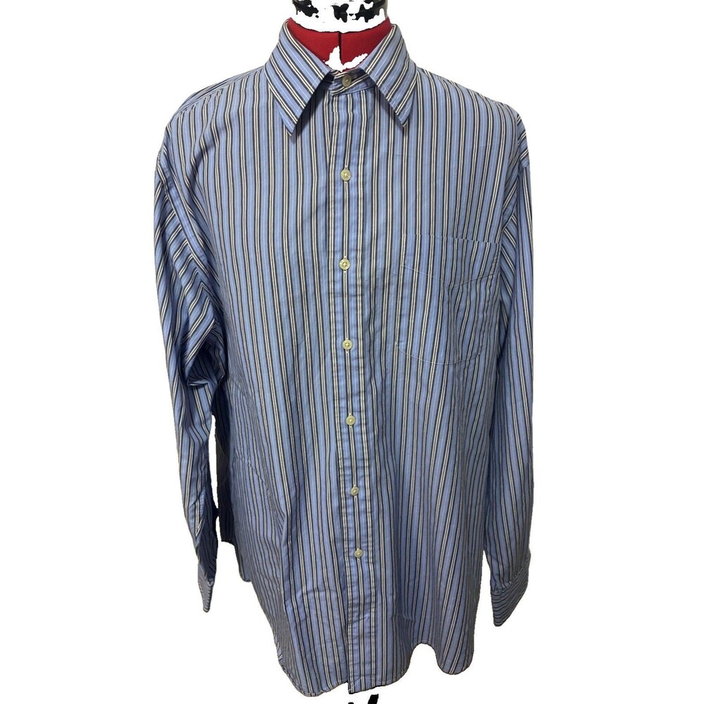 Polo Ralph Lauren Men’s Blue Striped Long Sleeve Button Down Size Large 16.5